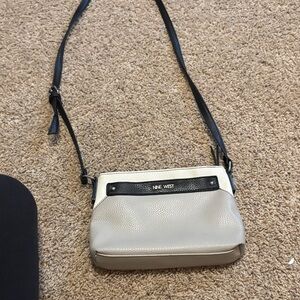 Nine West Pebbled Two-Tone Crossbody in Cream and Black
